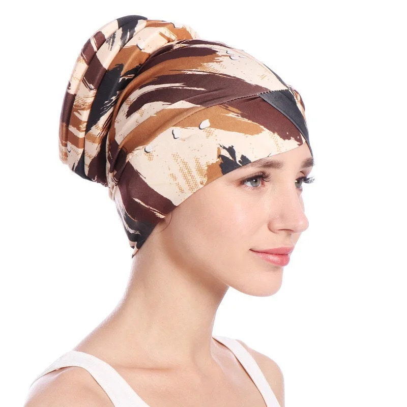 Women plus size clothing Women's Floral Printed Muslim Turban Hat Cap-Nordswear