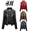 【HM】Nova jaqueta de couro feminina (material de couro de cordeiro)