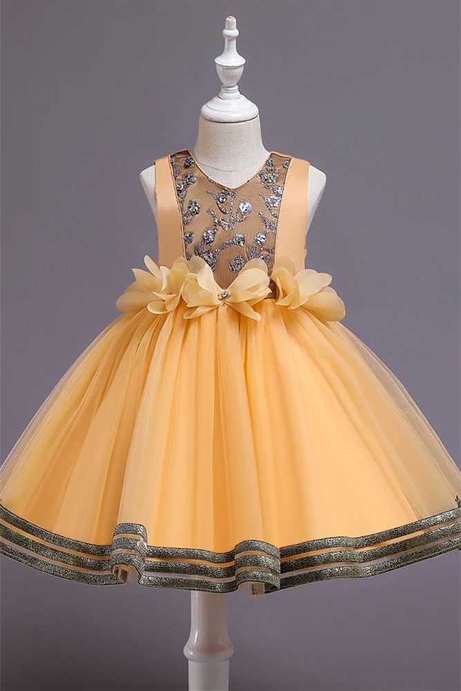 Beautiful Sleevless V-Neck Tulle Flower Girl Dresses Online - lulusllly