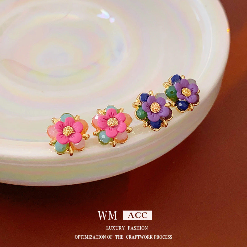 Minimalist Flower Flower Alloy Electroplating Stud Earrings