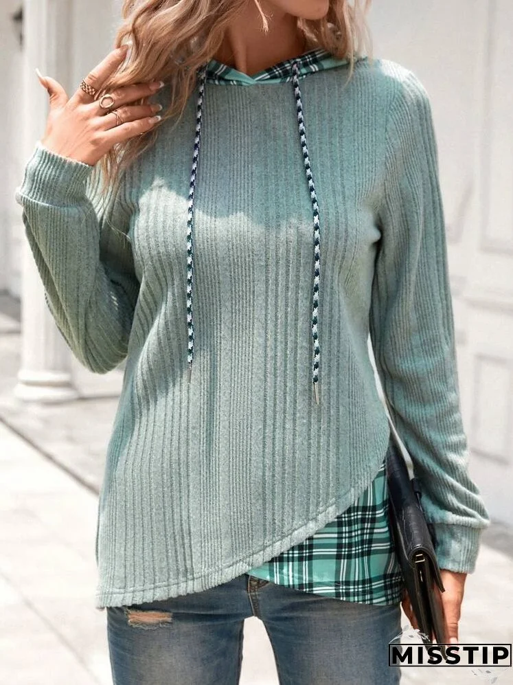 Plaid Print Drawstring Hoodie