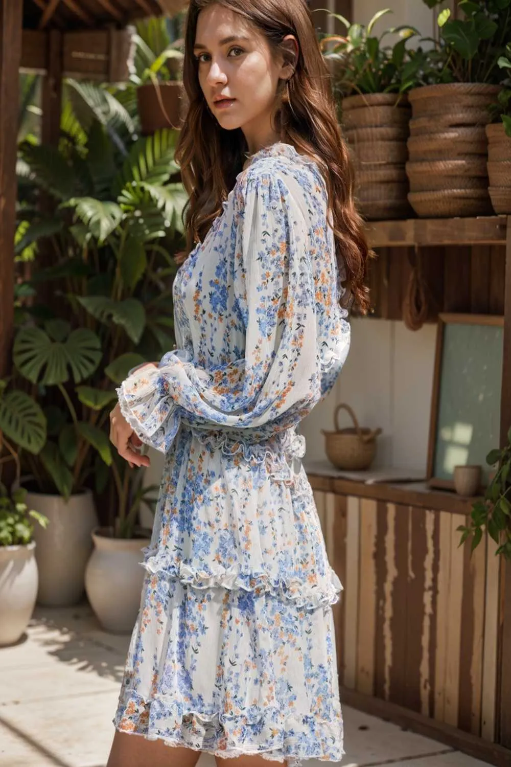 loose leopard print v neck dress drop shoulder a line closed cape paneled