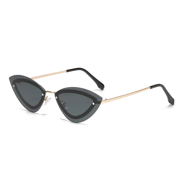 YOOSKE Metal Cat Eye Sunglasses Women Unique Frameless Design Sun Glasses Retro Punk Outdoor UV400 Shades Eyewear