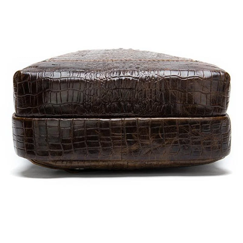 Mens Alligator Pattern Cow Leather Crossbody Bag Chest Bag