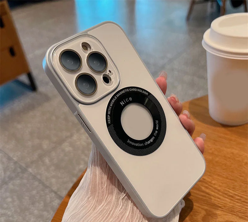 Magnetic Attraction Frosted Lens Protection Case Cover For iPhone