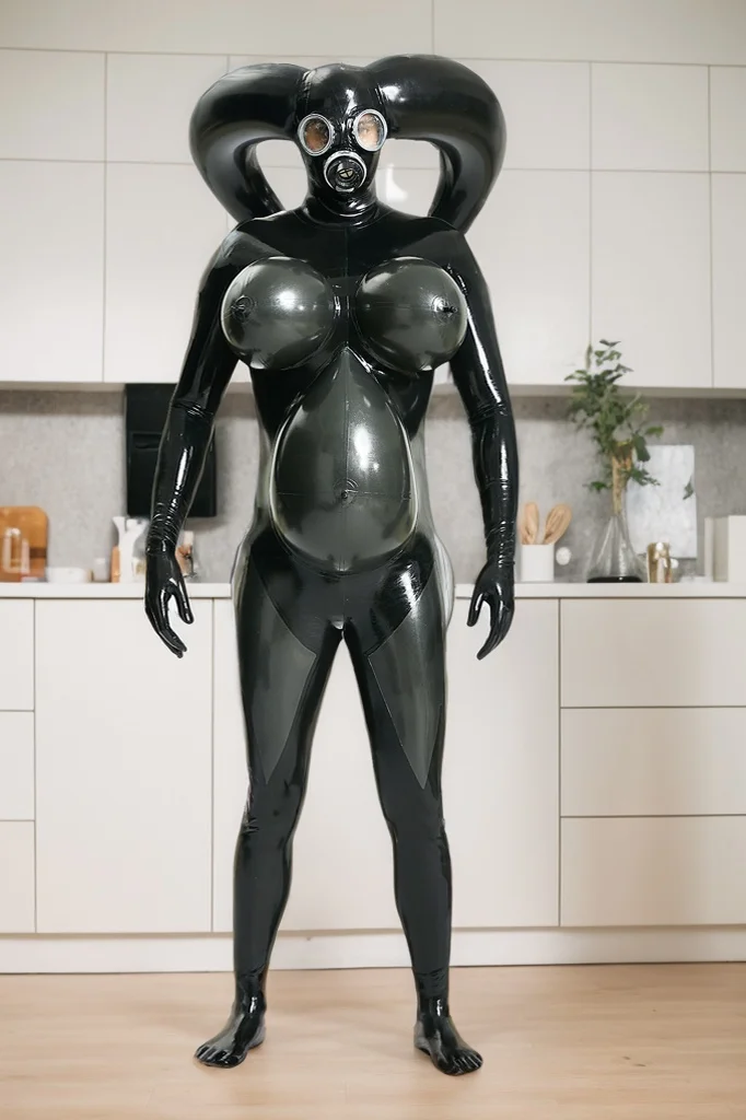 Unisex Latex Catsuits Globulous Unisex Inflatable Total Body Catsuit Fantasy Role  Playing Costume - Black & Grey Big boobs