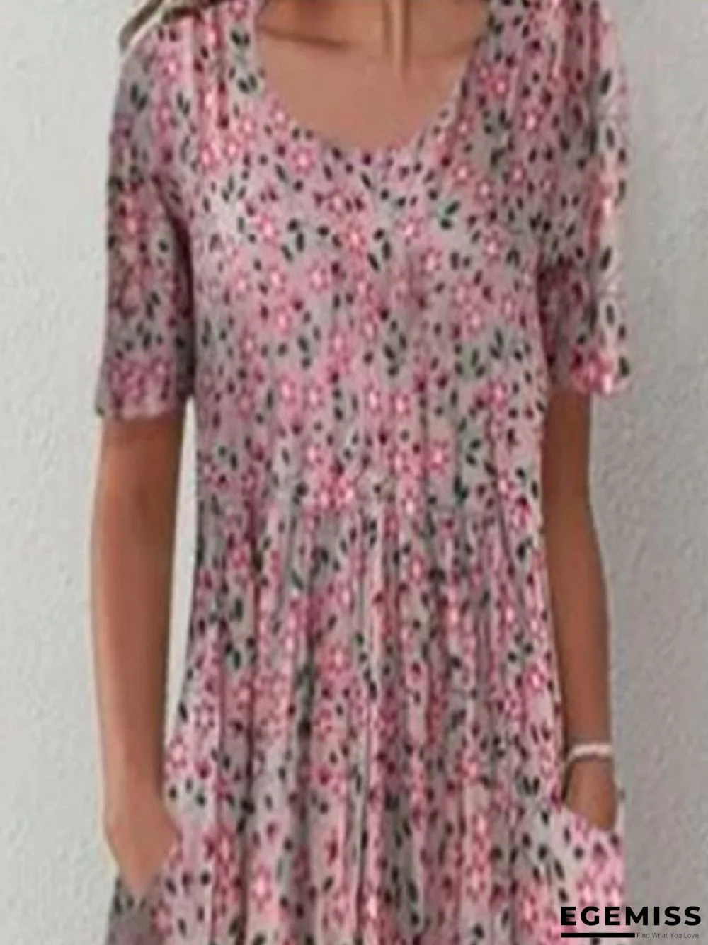Casual Flower Round Neck Straight Dress | EGEMISS