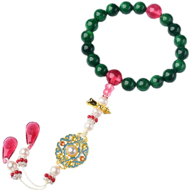 Green Agate Wrist Mala Support Pocket Mala Car Decoration