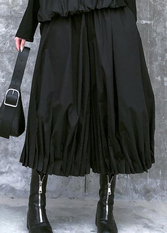 Women's baggy pleated wide leg pants high waist black casual pants