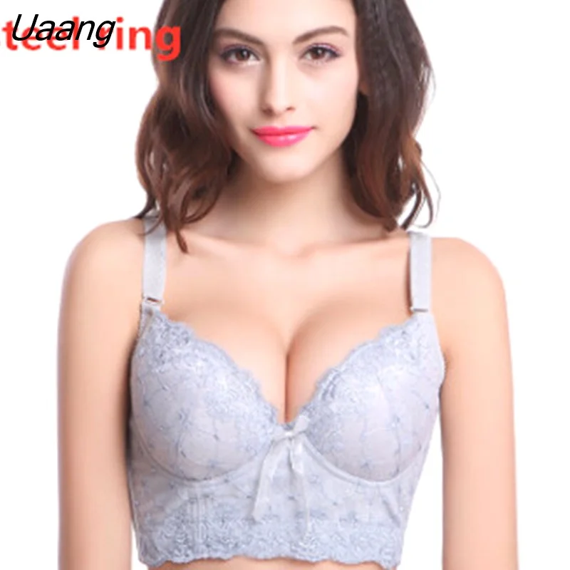 Uaang V adjustment type bras for women,five hook-and-eye push-up bras,lace thin cup B C bralette