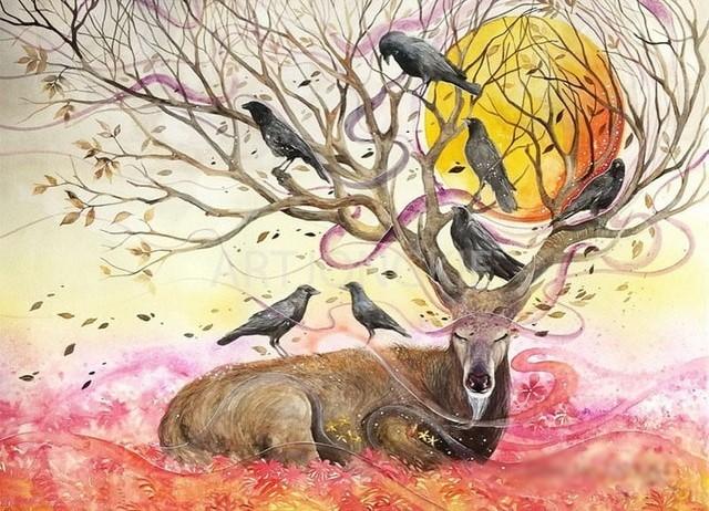 

Deer Crow – Paint By Numbers - 40*50CM, 501 Original