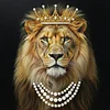 DIY Pearl Painting Crown Lion for Home Wall Decor with Frame(25x25cm)