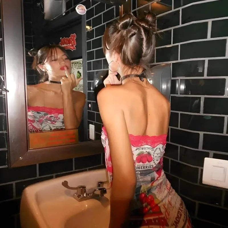 Brownm Cherry Slit Mini Dress