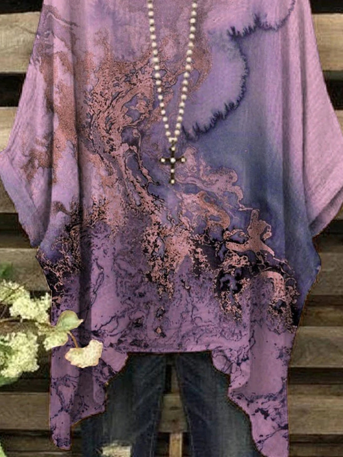 Women 3/4 Sleeve Scoop Neck Graphic Floral Printed Women Tops