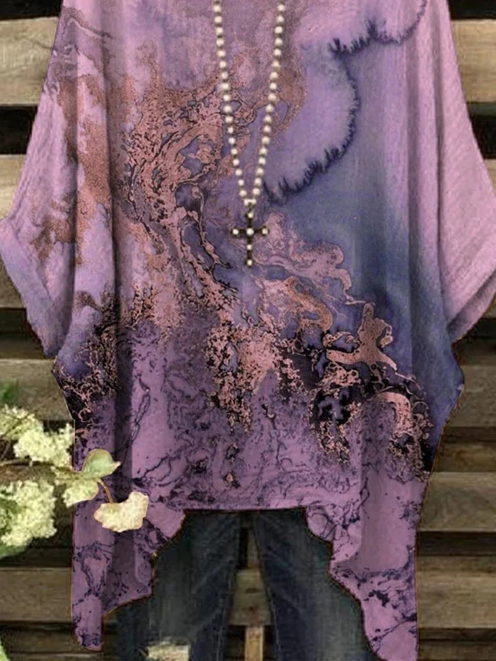 Women 3/4 Sleeve Scoop Neck Graphic Floral Printed Women Tops