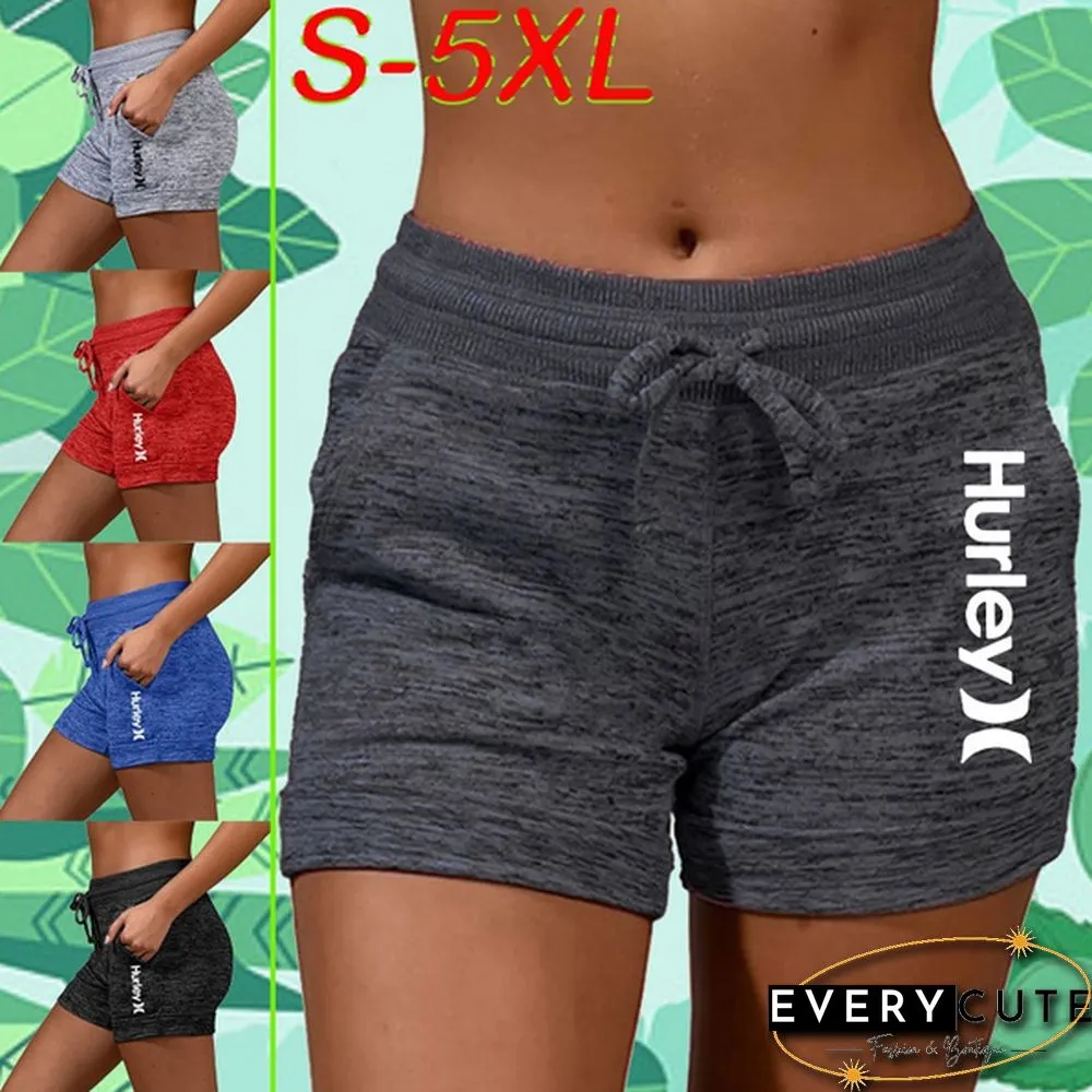 Summer Womens Cotton High Waisted Shorts-Quick-drying Sports Fitness Yoga Pants-Casual