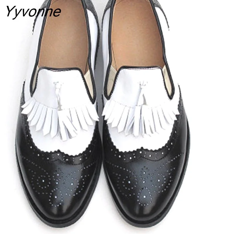 Yyvonne Women oxford Spring shoes genuine leather loafers for woman sneakers female oxfords ladies tassel single shoes 2023 summer shoes