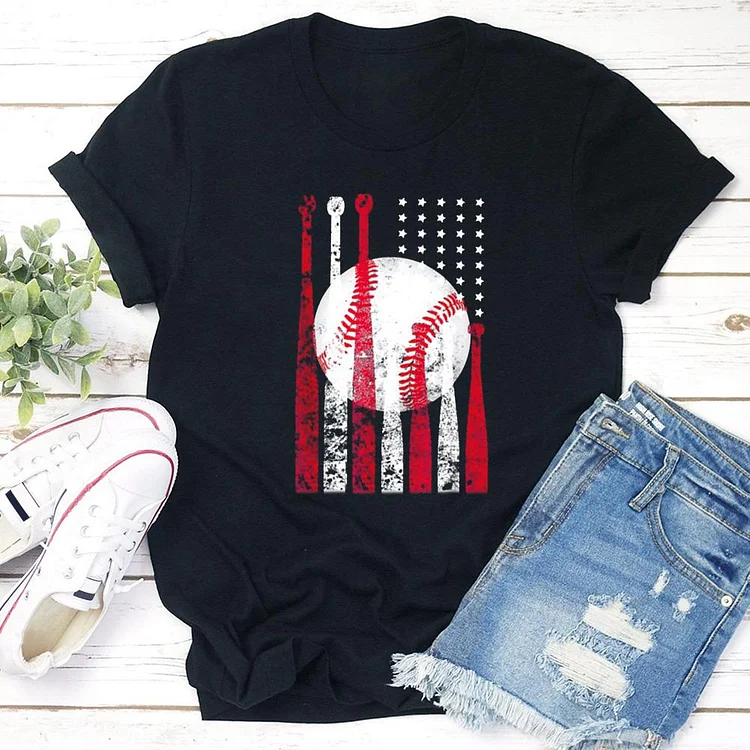 AL™ Baseball American Flag T-shirt Tee - 01200-Annaletters