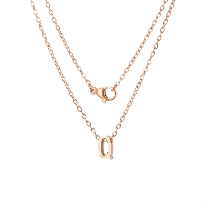 Stainless Steel Rose Gold Plated Minimalist Letter None Pendant Necklace