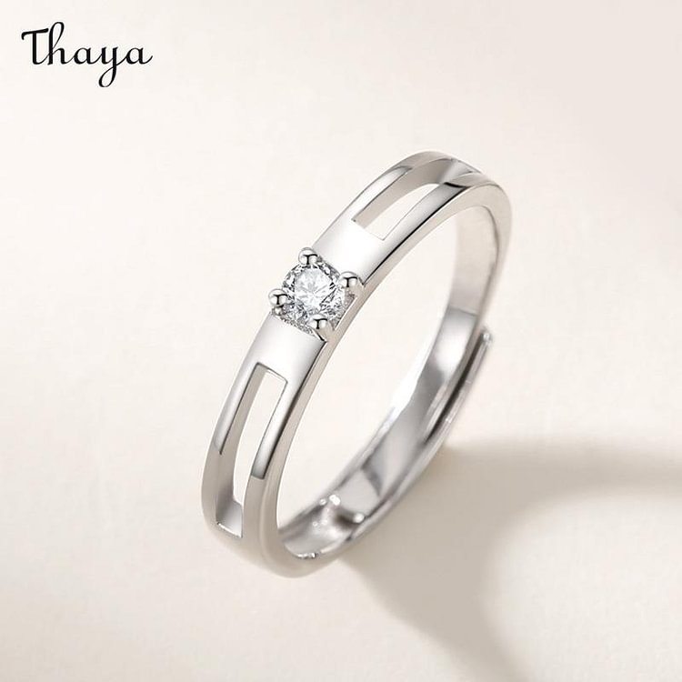 Thaya 925 Silver Moon Stone Crown Couple Rings