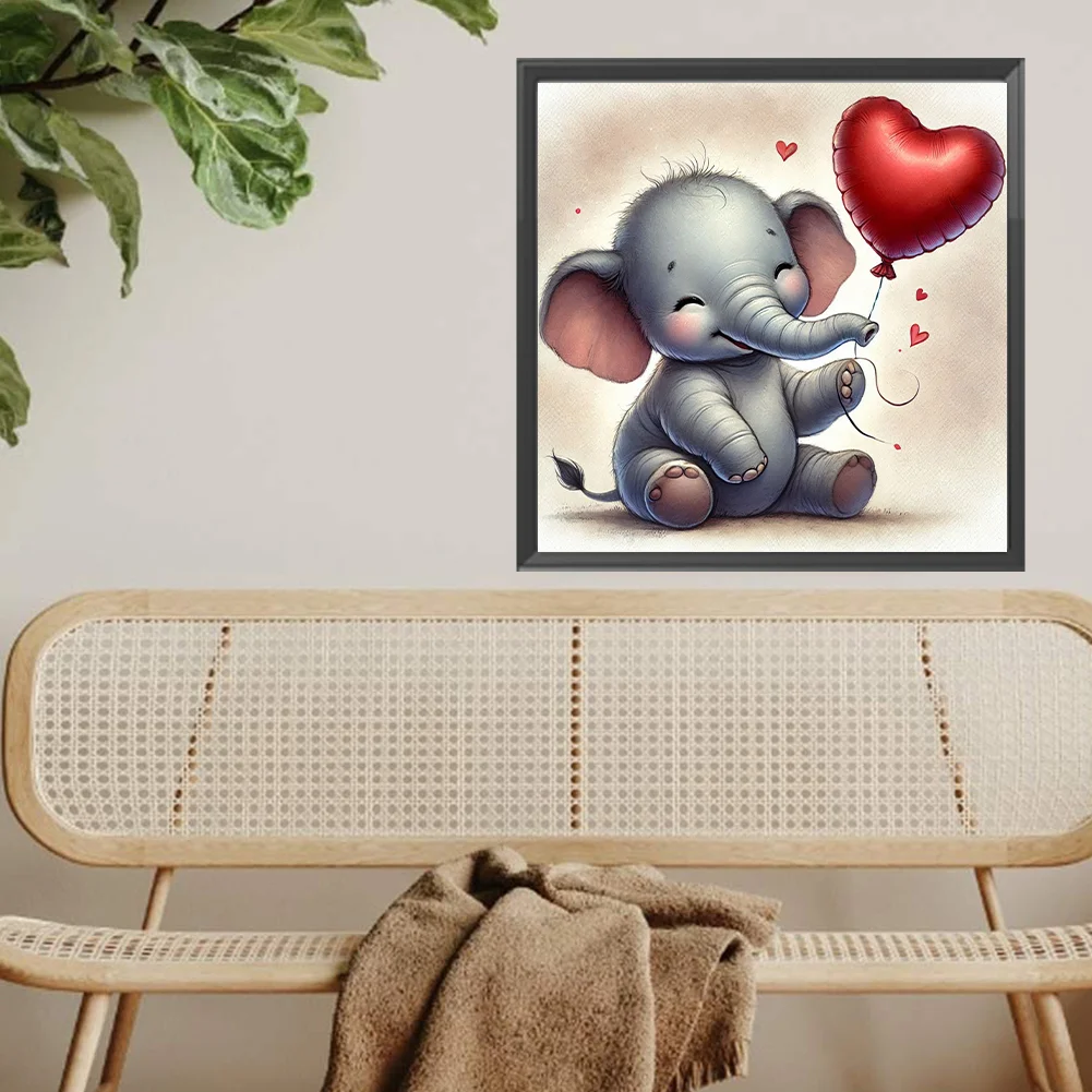Diamond Painting - Full Square Drill - Valentine's Day Elephant(Canvas|35*35cm)