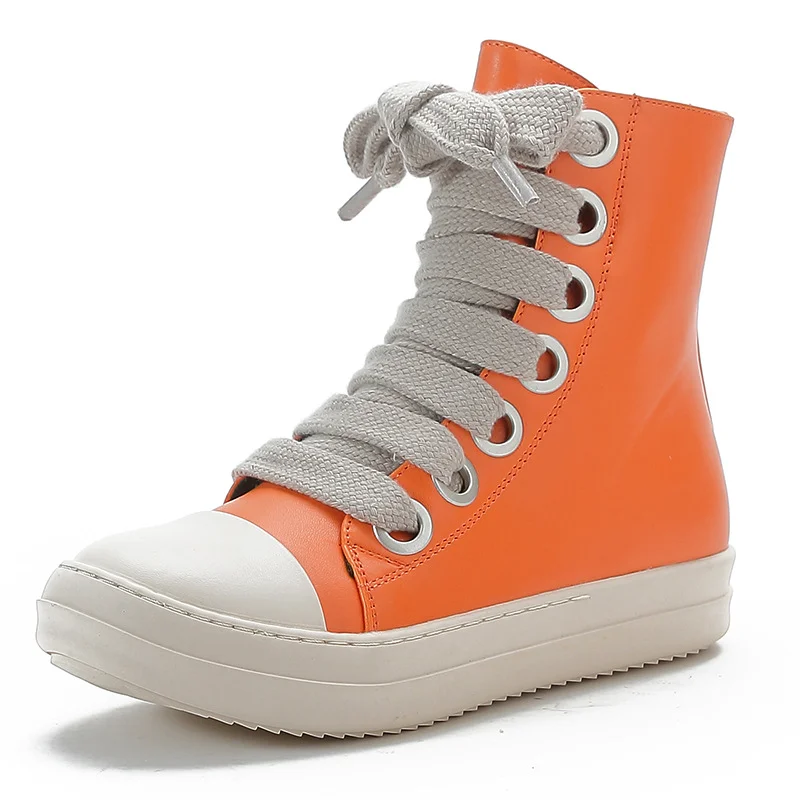 Women's High Top Sneakers Lace-up Trainers Comfort Zipper Platform Shoes