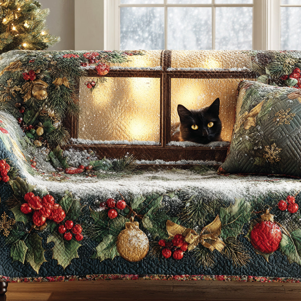 Midnight Noel Quilted Sofa Cover NCU0TD1390 everthome