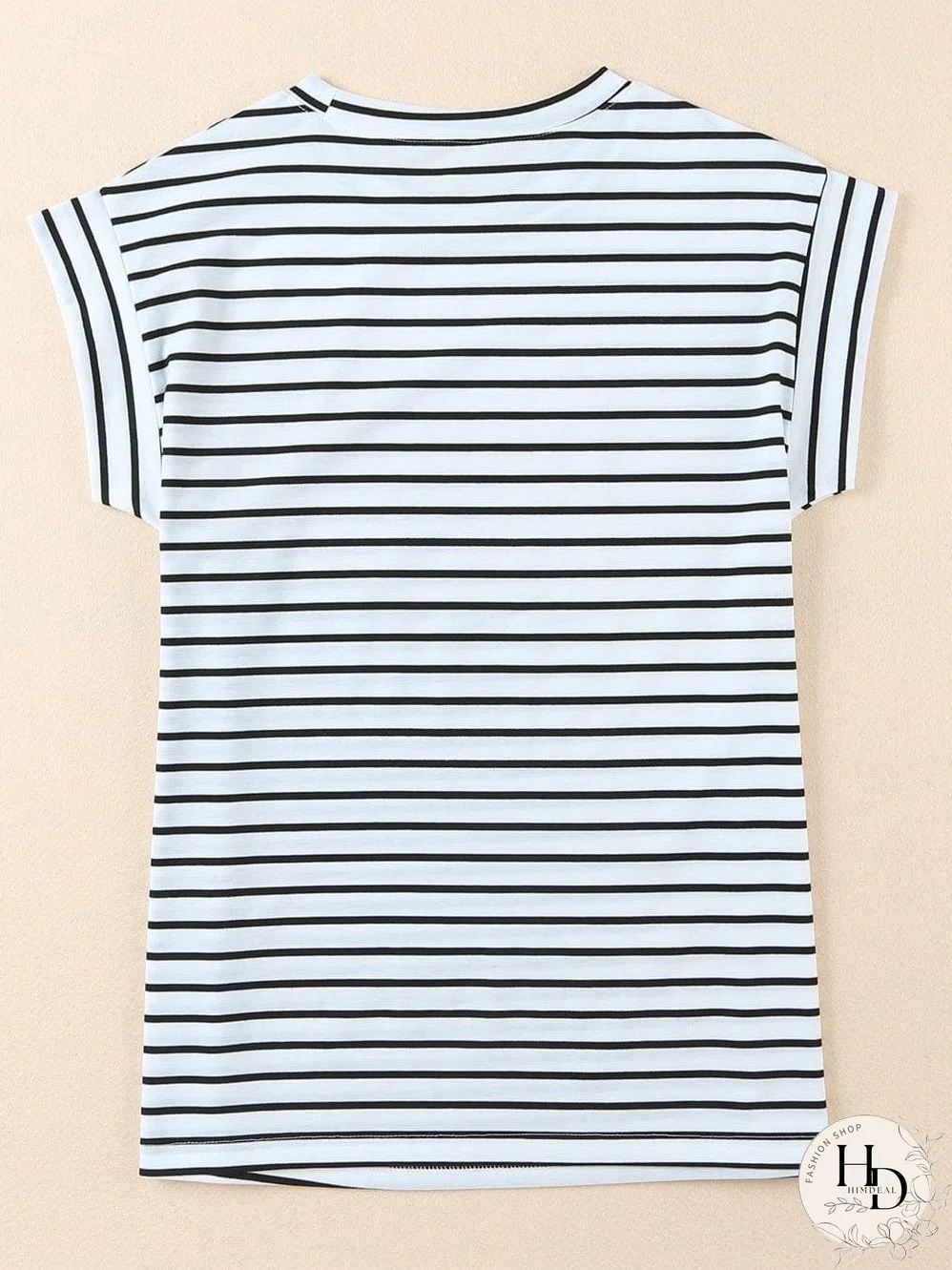 Striped Cap Sleeve Crew Neck Tee