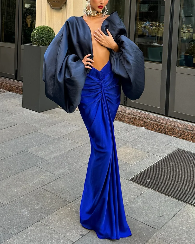 Women's Irregular Stitching Satin Dress