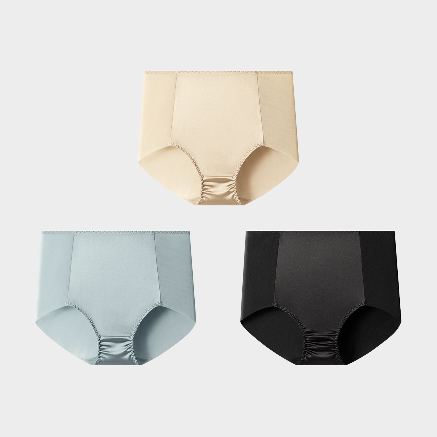 Velvet-Sheen Silk Briefs Panties High Waist 3-Pack REAL SILK LIFE