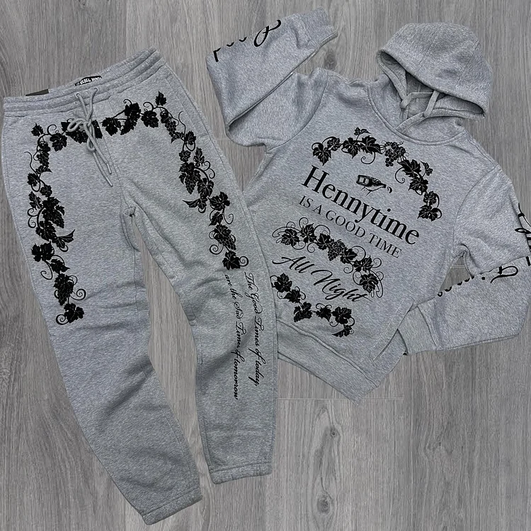 Casual Fashion Retro Pattern Hoodie Set