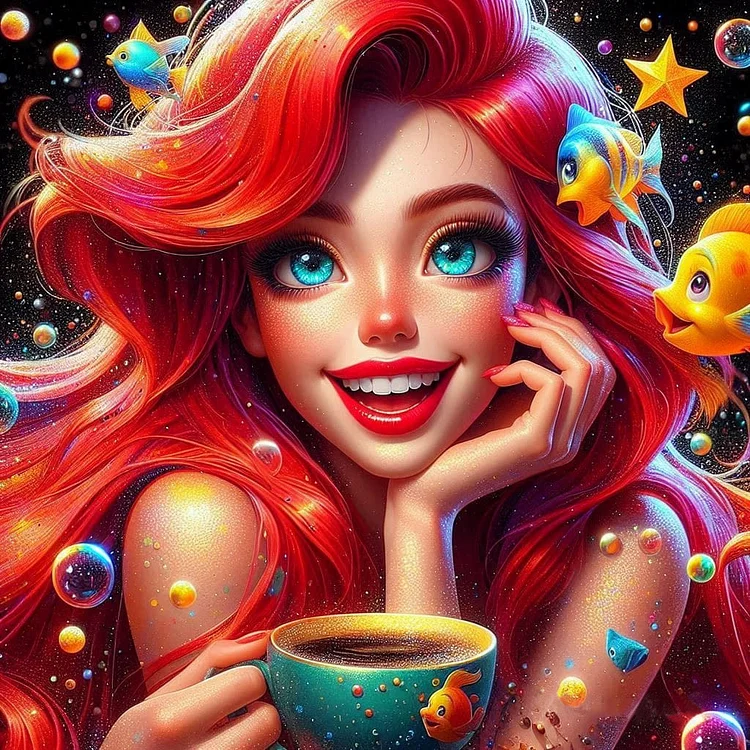Coffee Mermaid 40*40CM(Canvas) Full Round/AB Drill Diamond Painting