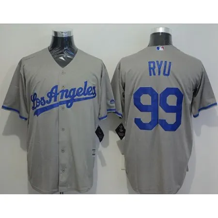 Dodgers #99 Hyun-Jin Ryu Grey New Cool Base Stitched MLB Jersey