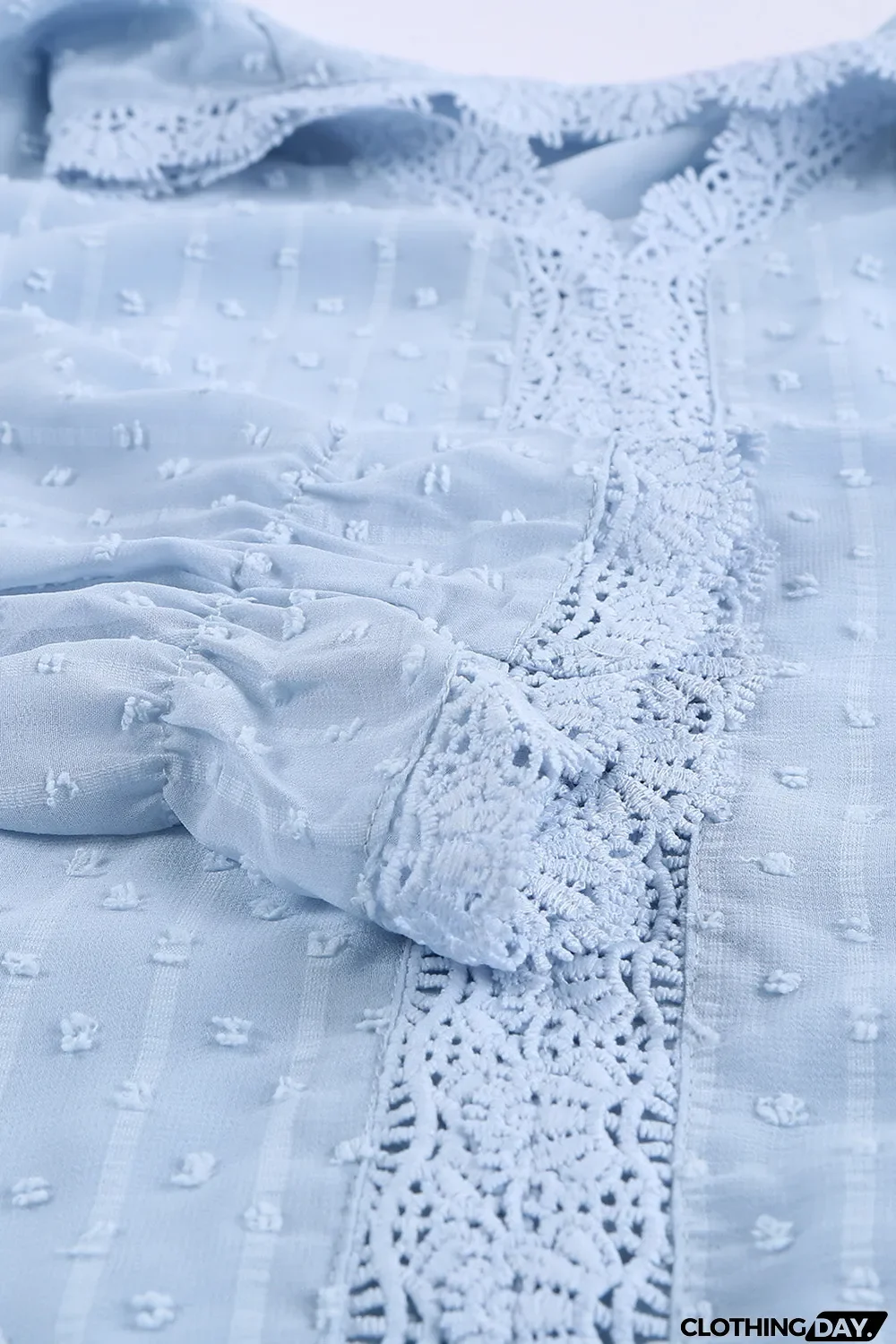 Elegant V-Neck Swiss Dot Lace Blouse