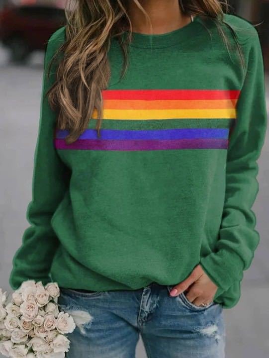 Personalized Rainbow Print O-Neck Sweater