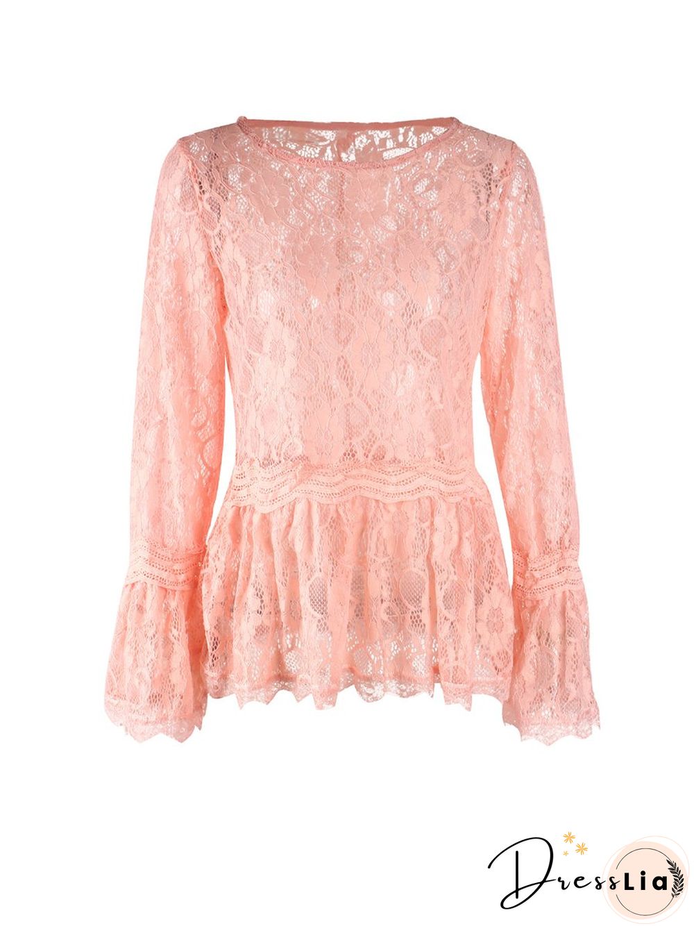 Lace Long Sleeves Round Neck Top