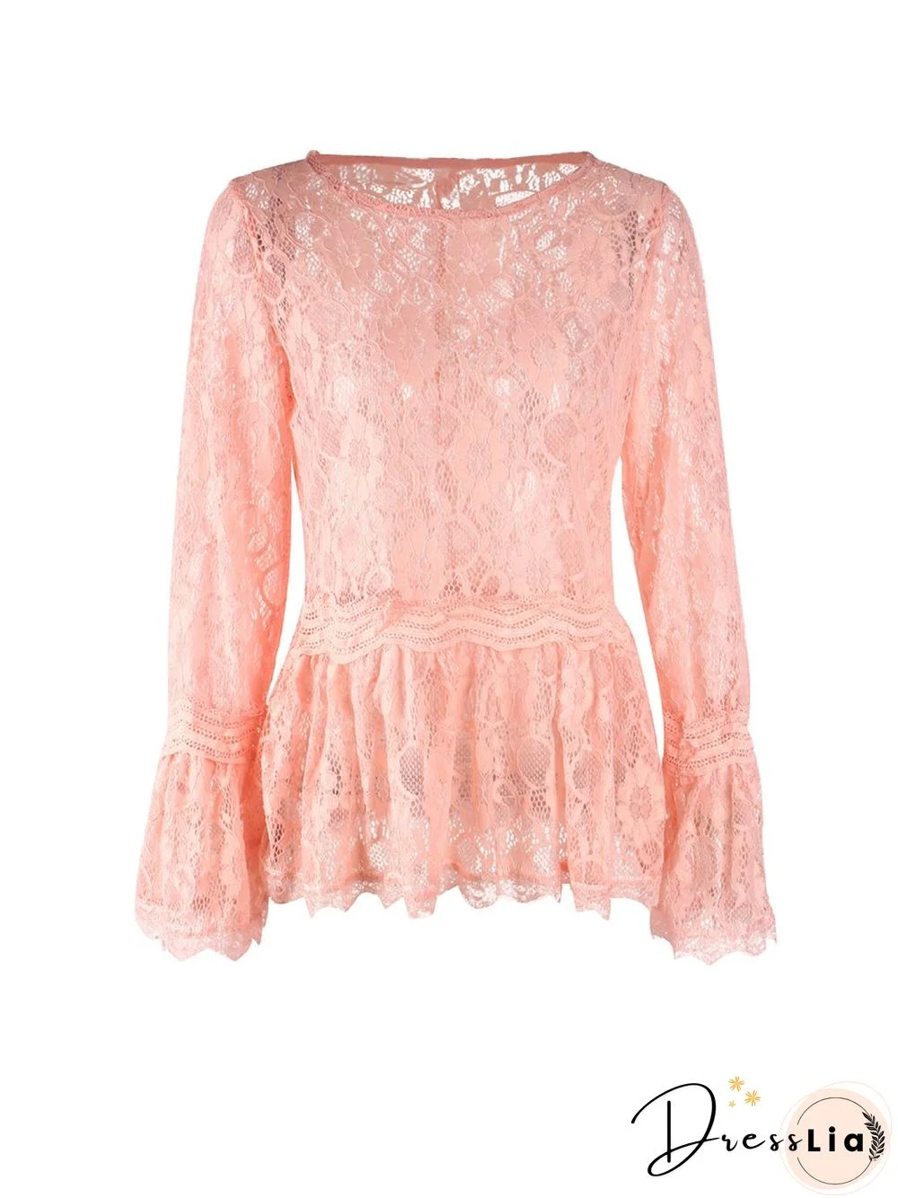Lace Long Sleeves Round Neck Top