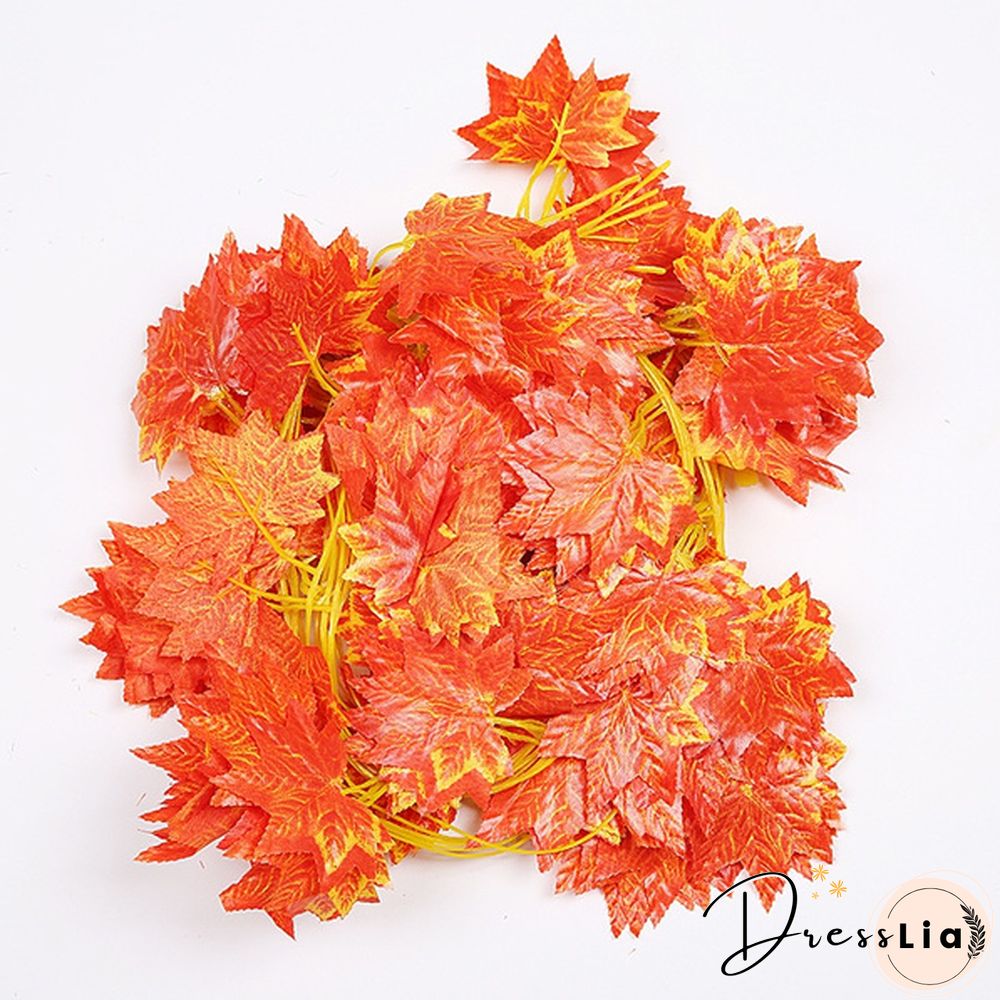 2.4m Window Autumn Leaves Garland Maple Leaf Wreath Vine Fake Foliage Home Garden Decor