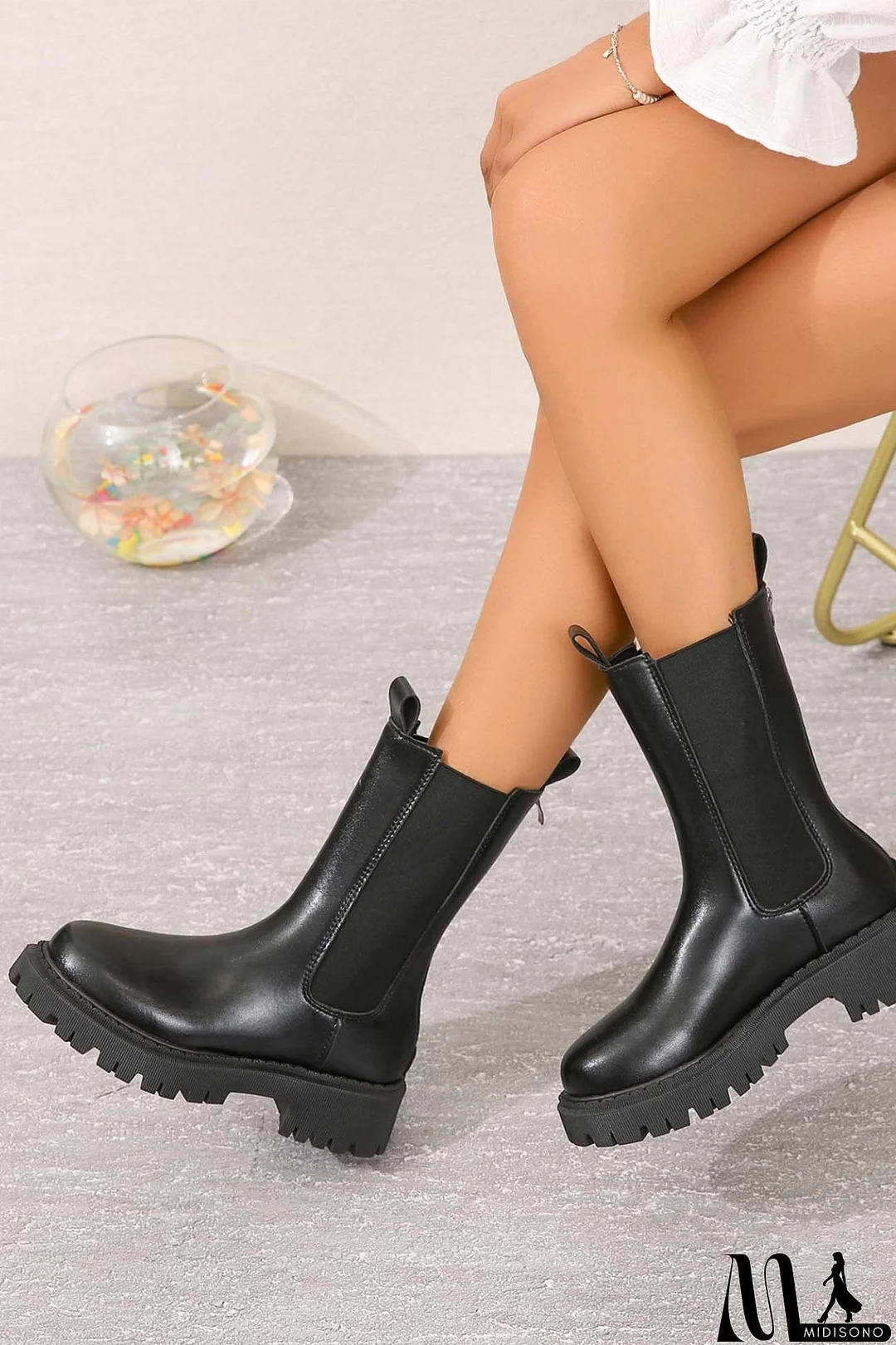 MidiSono - Chelsea Mid-Calf Platform Boots