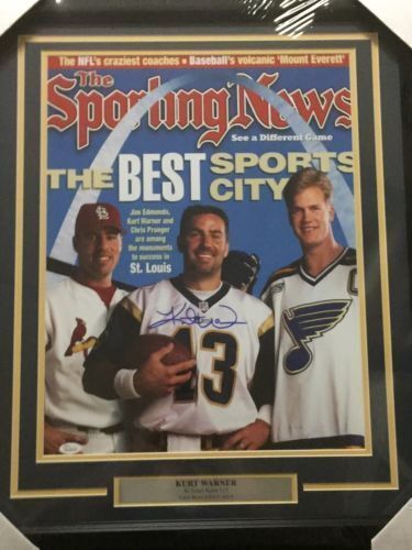 FRAMED Autographed/Signed KURT WARNER St Louis Rams 16x20 Football Photo Poster painting JSA COA