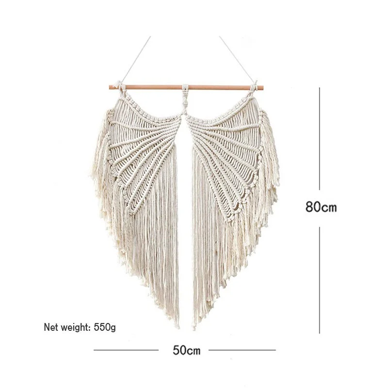 Macrame Tapestry Handmade Woven Macrame Wall Hanging Tapestry Leaf Feather Boho Decoration Home Decor Aesthetic Wall Tapestry