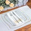 10 Pack | 8" Clear / Gold Wavy Rim Modern Square Plastic Dessert Plates, Disposable Salad Appetizer Party Plates