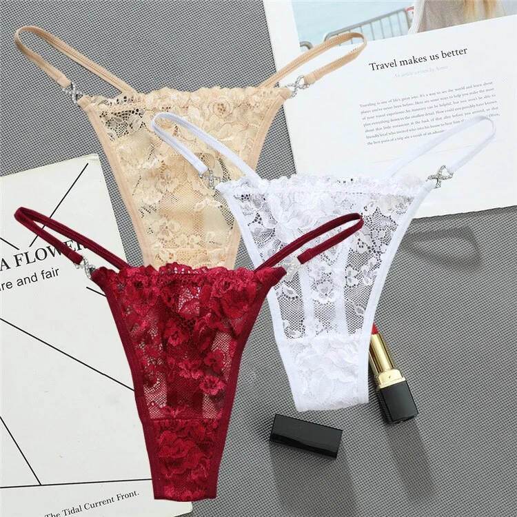 Billionm Women Lace Panties Thongs low Waist Mesh G-String T-Back Briefs Underwear Transparent Ladies Panties Sexy Lingerie