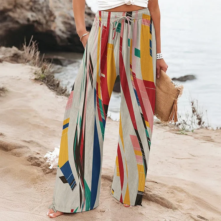Women's Rainbow Abstract Art Printed Casual Pants