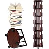 [US Local Warehouse] 6 Tier Bamboo Rotating Bookshelf on Wheels 360 Spinning Book Shelf Tower Round Revolving Bookcase Organizer Rolling Bookshelves for Small Space Corner Bedroom Office