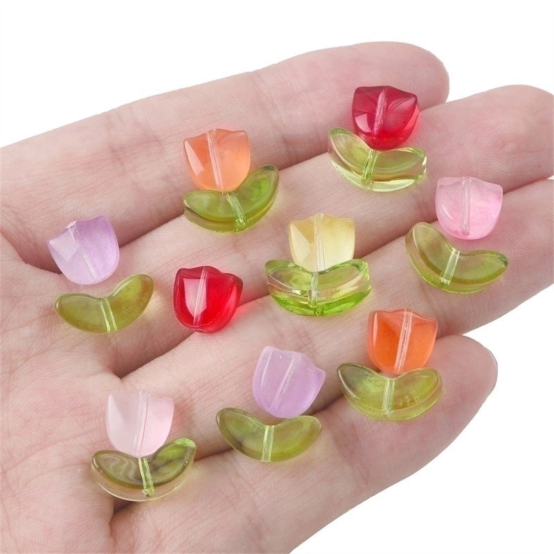 1 Set 14 * 7mm 9*5.5mm Glass Flower Beads