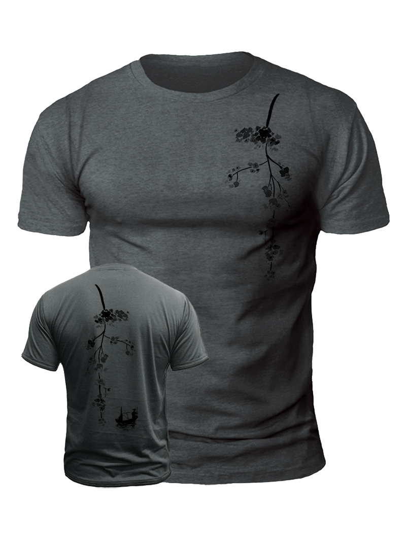 Scent of Plum Blossom Branch on the River Print T-shirt