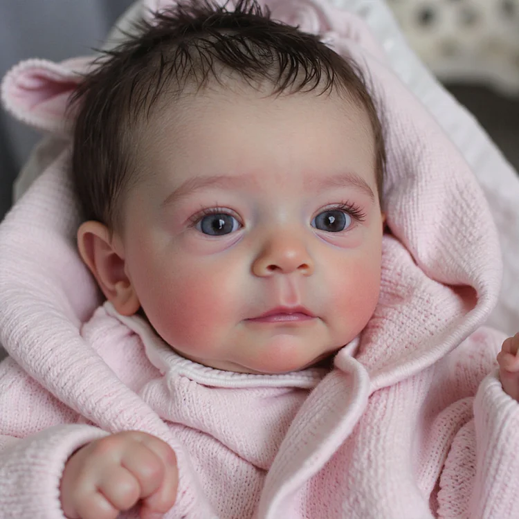 [3-7 Days Delivery][Heartbeat Coos🔊 & Breath] 18" Real Lifelike Cute Awake Reborn Newborn Doll Named Alica with Brown Hair