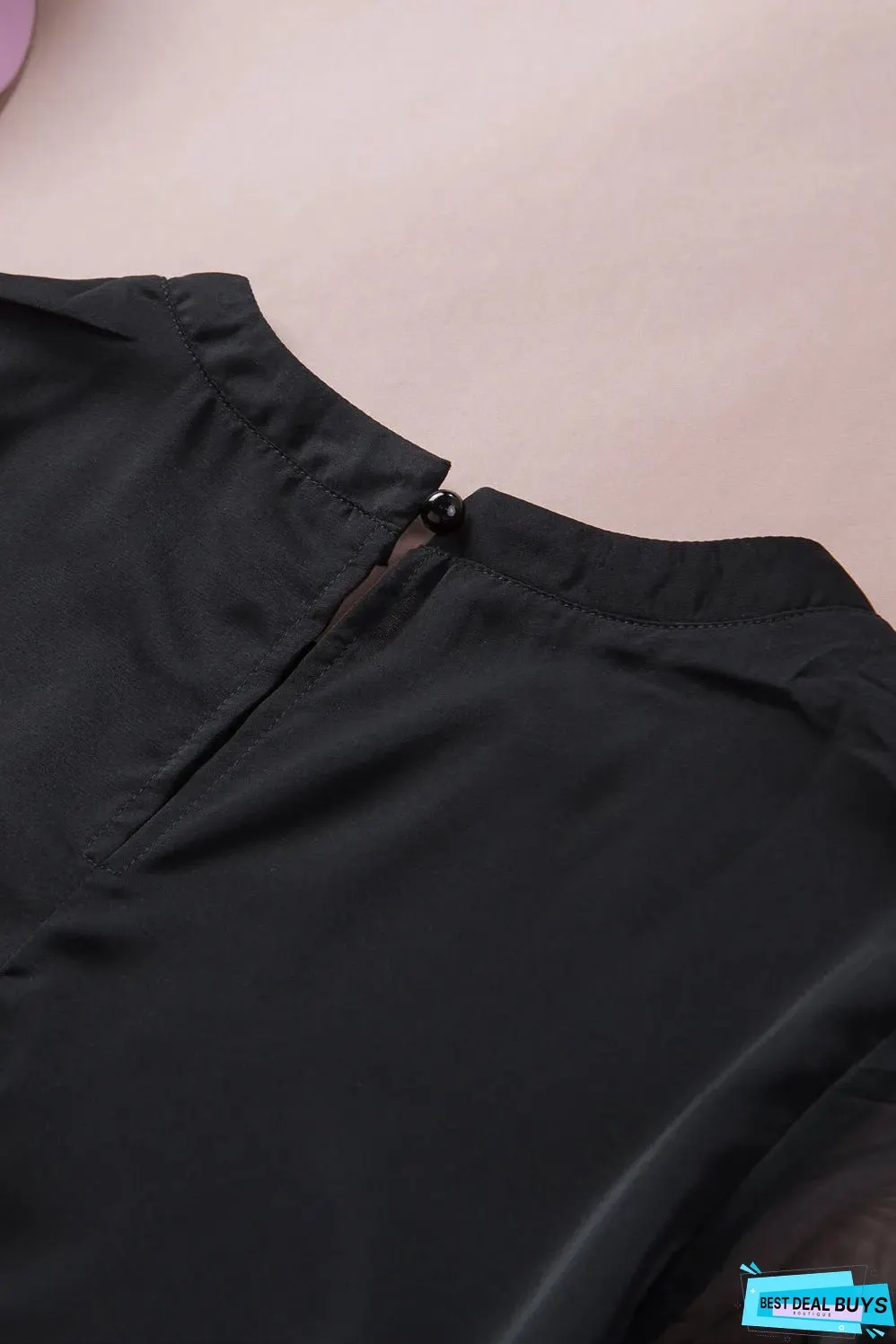 Black Floral Lace Sleeve Patchwork Top