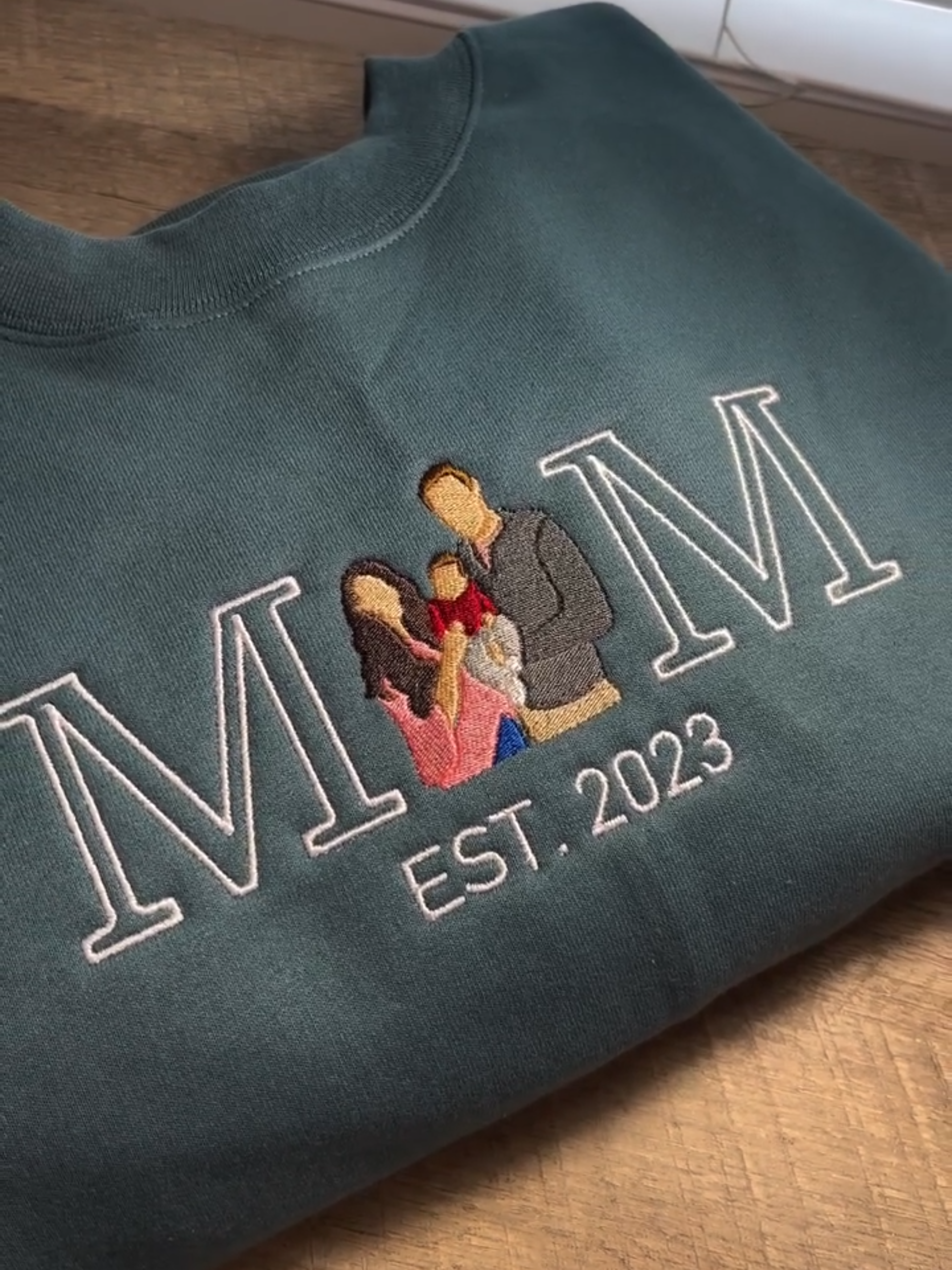 Custom Mama/Mum T-shirt & Embroidered Sweatshirt , Personalized Mama & Kids Portrait
